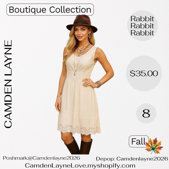 Rabbit Rabbit Rabbit Dresses & Skirts - Rabbit Rabbit Rabbit Cream Lace MIDI Dress